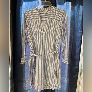 J.Crew mercantile Stripped Button-Front Shirt Dress with Waist Tie